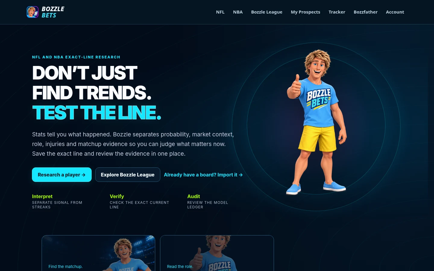 Bozzle Bets real website screenshot from archived v0.41.0 build